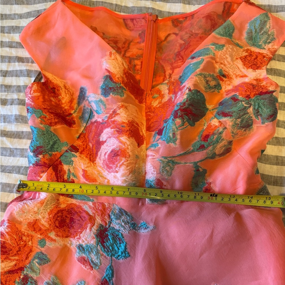 Lela Rose Coral Floral Off-Shoulder Midi Dress - Picture 10 of 11